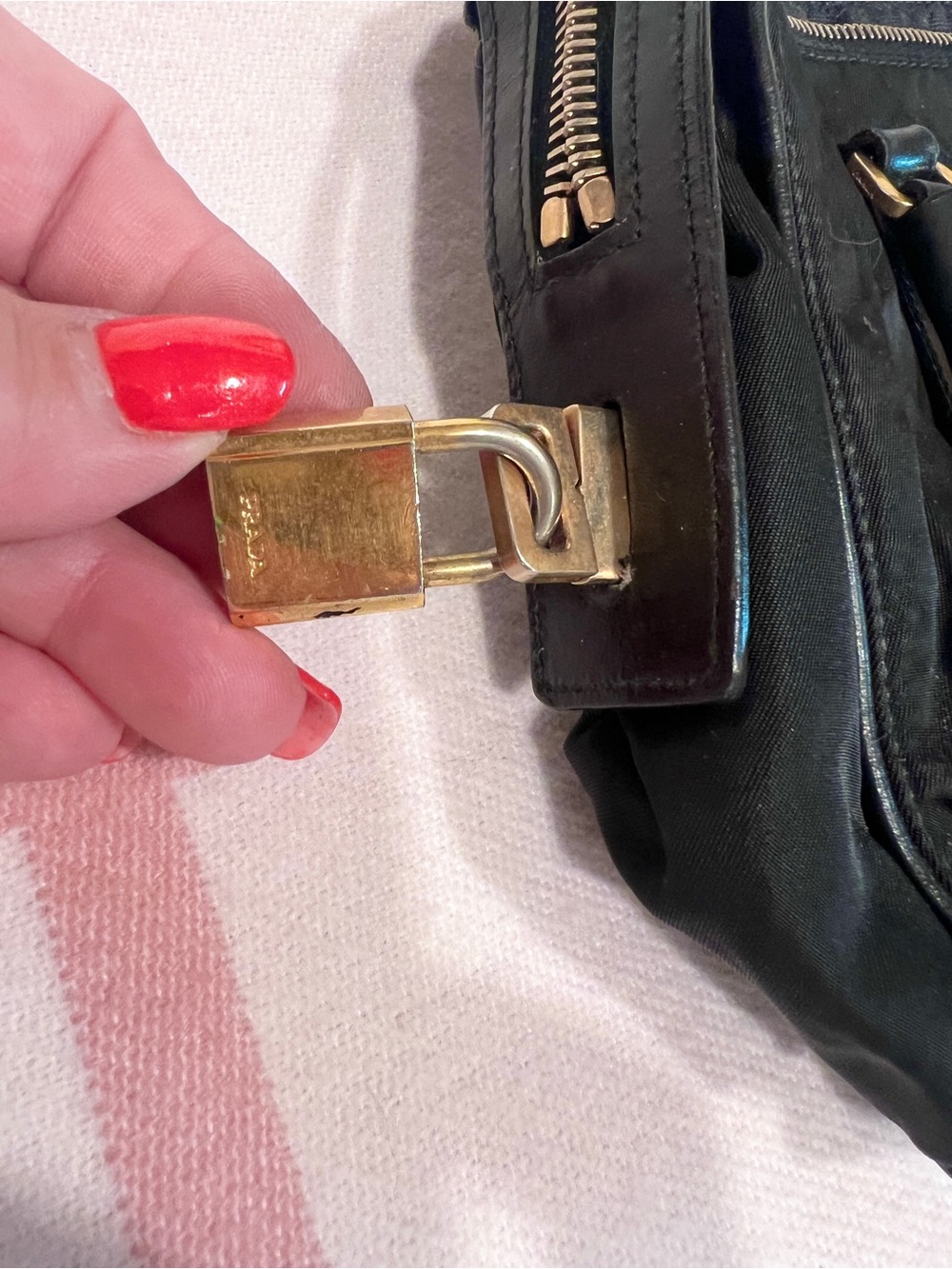 PRADA!⭐️Black Nylon and leather Bag with Gold Hardware - Picture 5 of 11